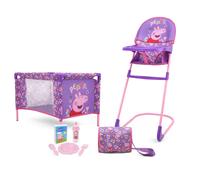 Peppa Pig: la maison 8pc Set - Fleurs roses violettes - Play Yard High Chair Handsbag Accessoires pour les poupes jusqu' 18 """" Toy pour enfan
