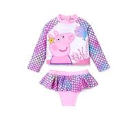 Peppa Pig Maillot de bain 2 pièces pour fille - Imprimé sirène - Tankini à manches longues avec jupe à volants - Vêtements Peppa Pig - Maillot de bain pour enfants de 2 à 6 ans, Rose, 2 ans