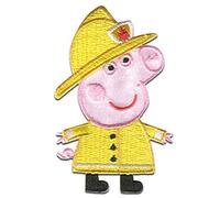 Peppa Pig "Maman Pig Pompier" - Ecusson thermocollant patches appliques, Taille: 7,8 x 5 cm
