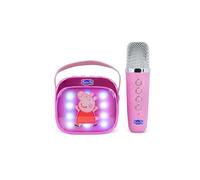 Peppa Pig Mini Haut-Parleur de karaoké LED sans Fil avec Microphone Bluetooth, lumières à Changement de Couleur Rose