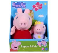 Peppa Pig Pack de Peluches 2 - Peppa & Bébé Evie - Peluches Ultra-Douces au Style Classique, Jouet dès 18 Mois