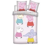 Peppa Pig Parure de lit junior | Housse de couette 100 x 135 cm + taie d'oreiller 40 x 60 cm | 100 % coton | Parure de lit douce pour bébé ou petit lit | Literie confortable et respirante pour berceau