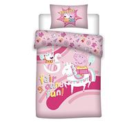 Peppa Pig Parure de lit enfant – Coton Rose, Lavable en machine