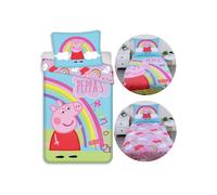 Peppa Pig Parure de lit réversible pour enfant en coton avec fermeture éclair, 100% coton 140x200cm+70x90cm OEKO-TEX