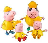 Peppa Pig, Peppa à l'aventure, Jouons sous la pluie, pack de 4 figurines en imperméable, dès 3 ans