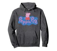 Peppa Pig Peppa Logo Sweat à Capuche, Unisexe pour Adultes, Chiné Foncé, S