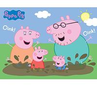 Peppa Pig (Pig Family Muddy Puddles 60 x 80 cm Toile Imprimée