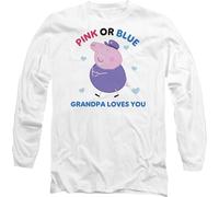 Peppa Pig - "Pink Or Blue Grandpa Loves You" T-shirt unie pour homme/femme, manches longues TV21315 (L) (Blanc)