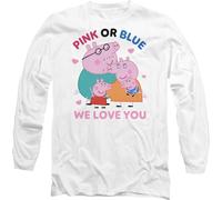 Peppa Pig - "Pink Or Blue We Love You" T-shirt unie pour homme/femme, manches longues TV21316 (L) (Blanc)