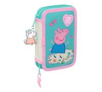PEPPA Pig Pretty Flowers - Trousse scolaire pour enfant, avec 29 outils inclus, idéale pour les enfants de 5 à 14 ans, confortable et polyvalente, qualité et résistance, 12,5 x 4 x 19,5 cm, Menthe /