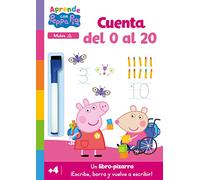 Peppa Pig. Primeros aprendizajes - Aprendo con Peppa Pig. Cuenta del 0 al 20 (Libro-pizarra): ¡Escribe, borra y vuelve a escribir!
