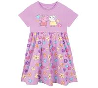 Peppa Pig Robe Fille | Robe D'Été en Coton | Robes Fille A Manches Courtes | Robes en Coton | Violet 5-6 Ans