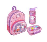Peppa Pig Sac à dos de maternelle, pour fille, personnalisable avec nom, ensemble sac à dos pour enfant, 1 sac à dos, gourde et boîte à déjeuner