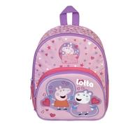Peppa Pig Sac à dos de maternelle, rose, personnalisable, pour fille, avec poche avant, 2 compartiments, Peppa Piga Sac à dos Rose