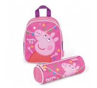Peppa Pig, Sac à Dos Enfant 3 Ans avec Trousse Scolaire, Rose, Légère avec Fermeture Eclair, Idéale pour Les Premières Années Scolaires, 24 x 10 x 20 cm