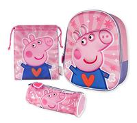 Peppa Pig Sac a Dos Enfant 3D, Sac a Cordon, Trousses Pack de Cartable Fille et Garcon 3 Ans, Cartable Maternelle Fille | Matériel Scolaire Enfant pour l'École | Rentrée Scolaire