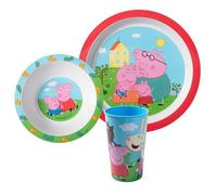 Peppa Pig Set Petit-Déjeuner 3 Pièces en Polypropylène - Vaisselle pour Enfants avec Assiette, Bol et Gobelet - Multicolore