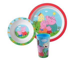 Peppa Pig Set Petit-Déjeuner 3 Pièces en Polypropylène - Vaisselle pour Enfants avec Assiette, Bol et Gobelet - Multicolore