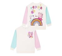 Peppa Pig Sweatshirt | Sweatshirt en Coton pour Filles | Pull à Manches Longues pour Enfants | Pulls Pailletés Filles Le Printemps | Crème 5-6 Ans