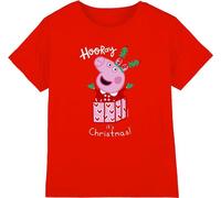 Peppa Pig - T-shirt pour enfants - design de Noël TV5022 (128) (Rouge)