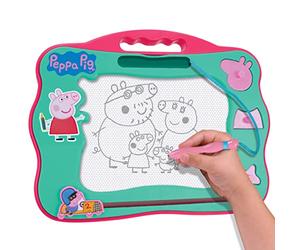 Peppa Pig Travel Magnetic Scribbler Pad with Pen and 3 Stamps, Draw and Erase with no Mess