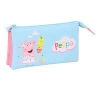 Peppa Pig - Trousse Triple, Trousse pour Enfant, idéale pour Les Enfants d'âge Scolaire, Confortable et Polyvalente, qualité et résistance, 22 x 3 x 12 cm
