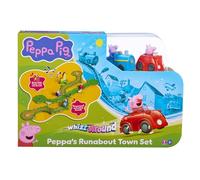 Peppa Pig Whizz-Around Ville en Mouvement - Coffret de Jeu avec Véhicules Motorisés, Circuit Route & Rail, Maison Électronique avec Sons, Voiture & Train, Accessoires, Jouet dès 2 Ans