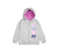 Peppa Wutz - Just have fun - Sweat à capuche pour fille avec fermeture éclair et imprimé pailleté Sweat gris 2 ans