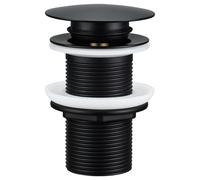 Peppermint Bonde d'évier de salle de bain non fendue - Bonde de lavabo pop-up moderne avec système Click Clack - Sans trop-plein - Pour lavabo de salle de bain et lavabo (sans fente, noir)