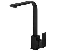 Peppermint Robinet de cuisine carré noir monobloc noir mat pour mitigeur de cuisine 1 trou à levier unique robinet mitigeur moderne plat avec bec pivotant à 360°