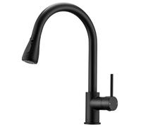 Peppermint Robinet de cuisine noir avec pulvérisateur extractible, mitigeur d'évier de cuisine avec tête de pulvérisation à 3 modes, mitigeur mono moderne à poignée unique avec bec pivotant à 360°