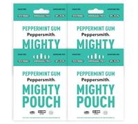 Peppersmith Mighty Box Lot de 4 gommes à la menthe poivrée britannique 100 % xylitol à base de plantes Désodorisant pour l'haleine Sans sucre Bénéfices pour la santé bucco-dentaire