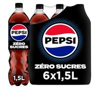 PEPSI Soda au Cola Sans Sucres 1,5L - Lot de 6x1,5L
