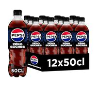 PEPSI Soda au Cola Sans Sucres - Lot de 12x50cl