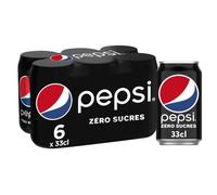 Pepsi Soda zero sucres au cola - Le pack de 6 canettes de 33cl