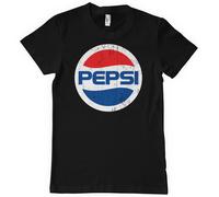 Pepsi T-Shirt Homme Noir Logo Globe Gris En Coton Lavé Officiellement Lc.