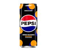 Pepsi Zéro sucre Mangue - Boisson gazeuse - Canette slim 33 cl - Lot de 24