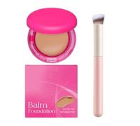 Peptide Bounce Foundation Set,Medium Buildable Coverage Powder + Make up brush,Fond de teint anti-âge pour les peaux matures, Natural Hydrating Balm Foundation 20g (Dark Skin Color)