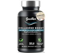 Peptide Collagène marin breveté 2400 MG | Bioactif | Type 1 et 2 | Faible poids moléculaire | Anti-âge, beauté, peau, cheveux, articulations | Boosties