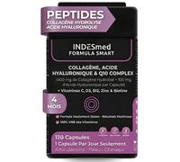 Peptides de Collagène Hydrolysé et Acide Hyaluronique - 120 Gélules | 1 par jour | 4 mois - Vitamines C, D, B12, Zinc, Biotine & Q10 - Articulations, Peau, Cheveux & Ongles | INDESmed FORMULA SMART