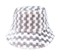 PEPWE Chapeau bob avec motif échiquier casquette de pêcheur hiver automne plein air panama pour homme femme avec dessus plat chapeaux de pêcheur