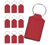 PEPWE Lot de 10 porte-clés vierges en cuir synthétique pour création créative - Porte-clés rectangulaire double face à transfert thermique