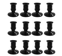 PEPWE Lot de 12 bougeoirs coniques noirs élégants à LED pour Noël, mariages et dîners