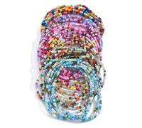 PEPWE Lot de 30 bracelets de cheville colorés en perles de verre pour femme à la mode