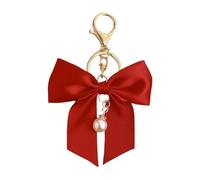PEPWE Porte-clés léger avec perles d'imitation ornées de nœuds en alliage - Pratique - Décoration de sac - Cadeau élégant - Pour sacs, Rouge, Pearl Pendant