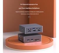 PEPWE Universals 16 en 1 USB 3.0 Dock d'extension 4K double moniteurs HDTV DisplayPort multi-interfaces adaptateurs pour ordinateur portable en métal adaptateurs multifonctions