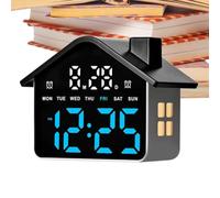 PEQJHiP Réveil LED 4 modes décoratif en forme de maison Affichage de la | Horloge de bureau LED à intensité variable pour étagères chambre d'enfant chambre salon maison bureau intérieur