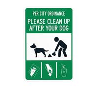 Per City Ordinance Please Clean Up After Your Dog Panneau d'avertissement en métal pour entreprise, maison, extérieur, intérieur, mur de rue, décoration personnalisée 20,3 x 30,5 cm