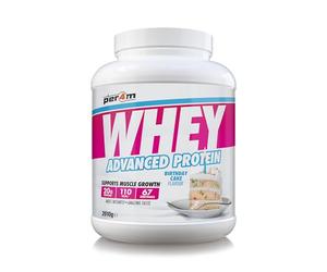 Per4m Whey Protein Concentrée, Prise de Masse et Récupération Musculaire, Acides Aminés Essentiels, Haute Protéine, Faible en Glucides, Complément Fitness Sport - Birthday Cake - 2010g
