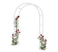 Pera Arche de jardin d'extérieur en métal pour plantes grimpantes Support de treillis E en noir/blanc/vert foncé - 140 x 230 cm et décoration de jardin Slish